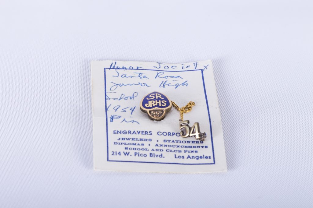 Vintage 1954 Santa Rosa Junior High School Honor Society Dangler Pin on Card CA