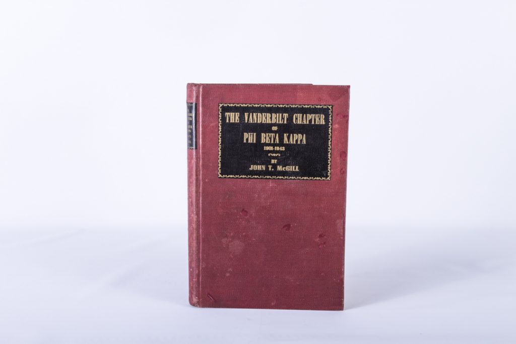 The Vanderbilt Chapter of Phi Beta Kappa 1901-1943 by McGill hard cover