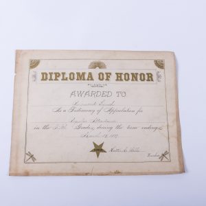 1889 Diploma of Honor Certificate Fifth Grade Perfect Attendance Raymond Lynch