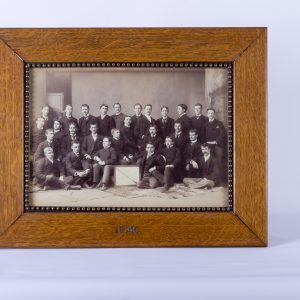 1890 ANTIQUE COLLEGE CLASS PHOTO PHOTOGRAPH of COLLEGE MEN dated 1890 FRAMED