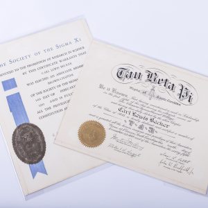 1945 Tau Beta Pi Fraternity and Society of Sigma Xi Documents for Carl Lewis Becker