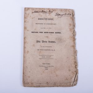 PHI BETA KAPPA FRATERNITY SCHENECTADY NEW YORK ANTIQUE BOOK DEWITT CLINTON 1823